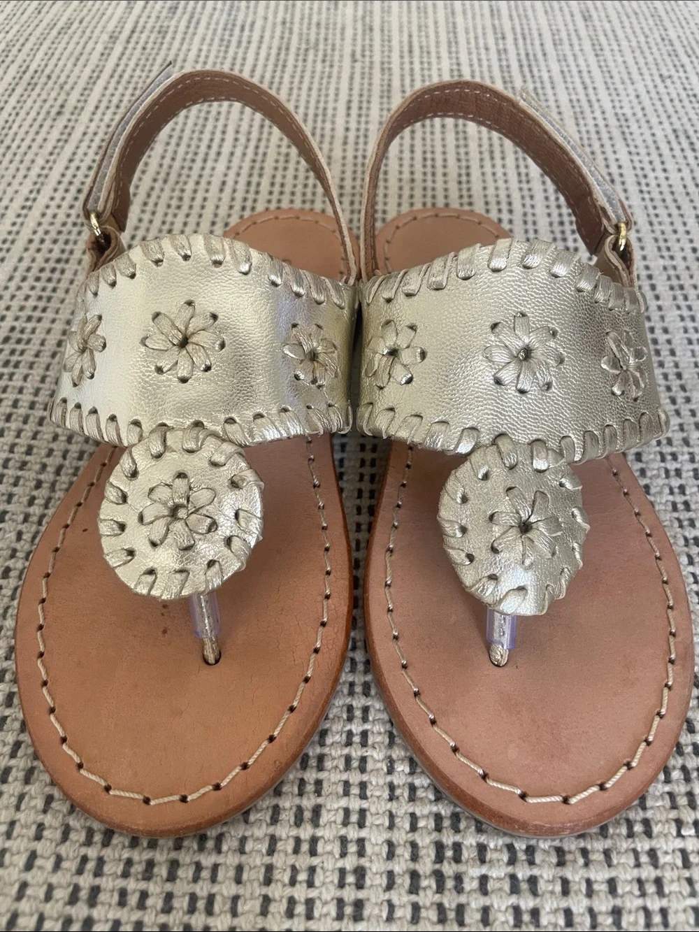 Jack Rogers Toddler Jacks Flat Sandals in a metallic gold size10